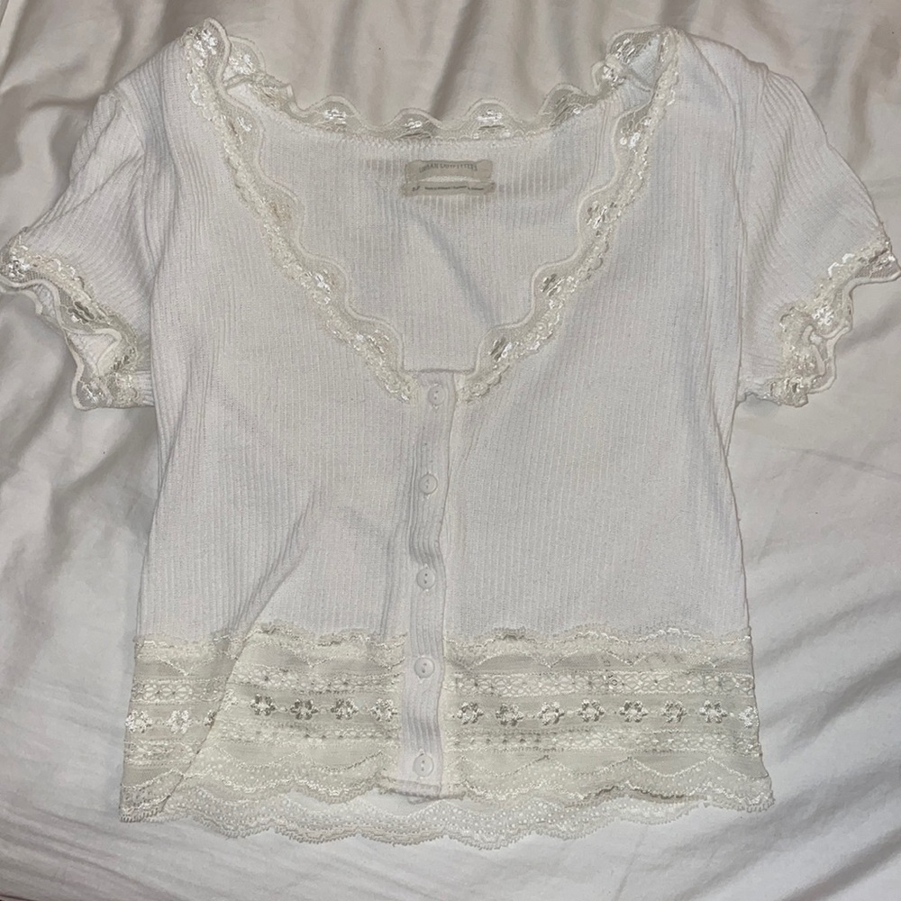 White lace trim Urban Outfitters T-shirt